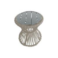 Mesa De Centro Sol Em Corda Náutica E Base Em Alumínio Cinza 70cm Areia - Cor: Bege - 1