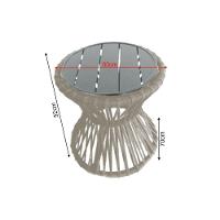 Mesa De Centro Sol Em Corda Náutica E Base Em Alumínio Cinza 70cm Areia - Cor: Bege - 2