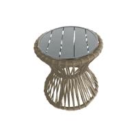 Mesa De Centro Sol Em Corda Náutica E Base Em Alumínio Cinza 70cm Rami - Cor: Bege - 1