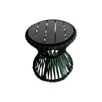 Mesa De Centro Sol Em Corda Náutica E Base Em Alumínio Preta 50cm Verde Musgo - Cor: Verde - 1