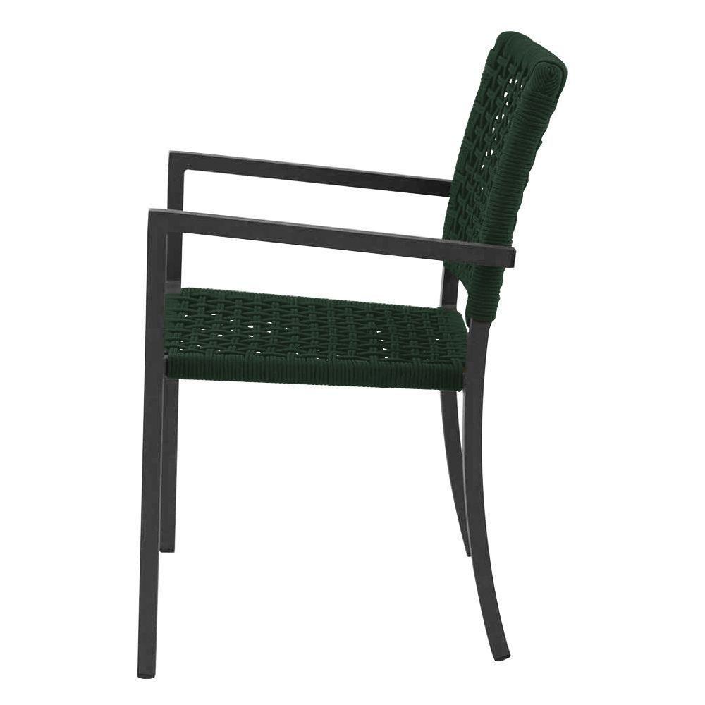 Kit 6 Cadeiras Marília Corda Náutica Base Em Alumínio Preto-verde Musgo - Cor: Verde - 4