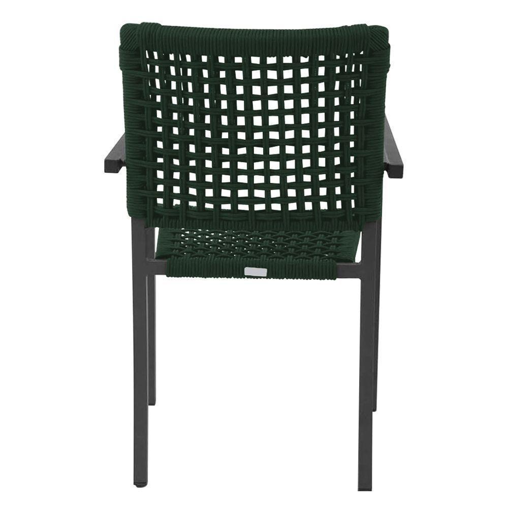 Kit 6 Cadeiras Marília Corda Náutica Base Em Alumínio Preto-verde Musgo - Cor: Verde - 5