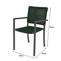 Kit 6 Cadeiras Marília Corda Náutica Base Em Alumínio Preto-verde Musgo - Cor: Verde - 5