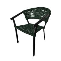 Kit 2 Cadeiras Sofia Corda Náutica Base Em Alumínio Preto-verde Musgo - Cor: Verde - 3