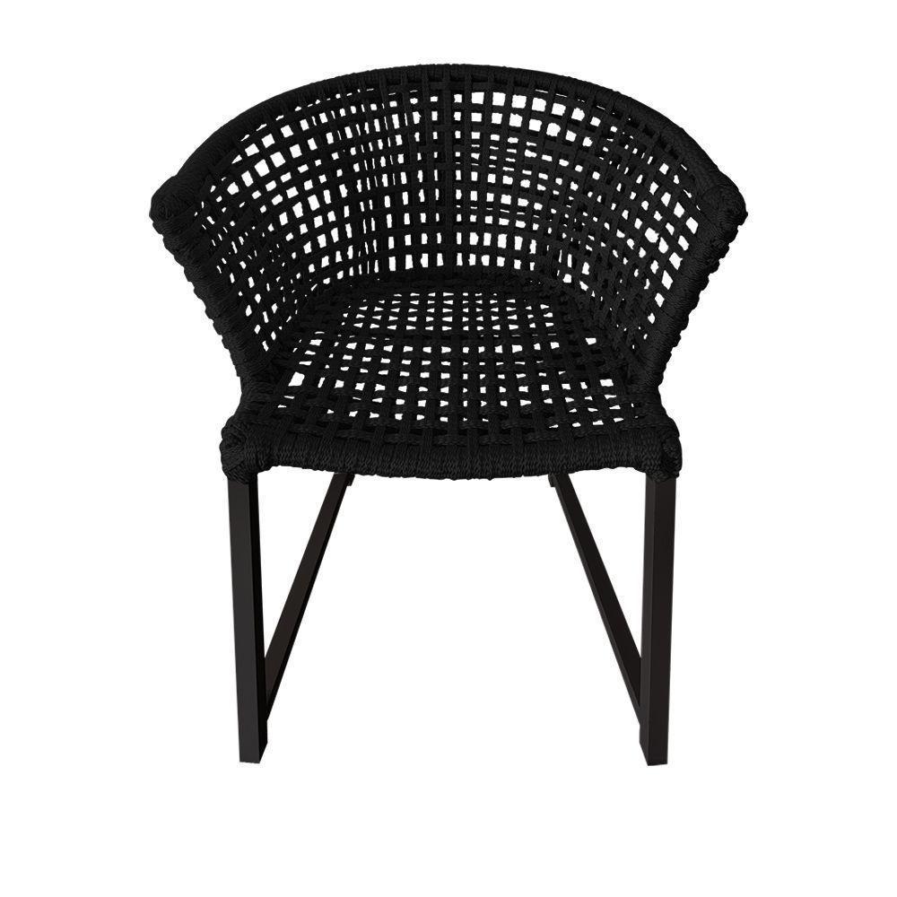 Kit 6 Cadeiras Salinas Corda Náutica Base Em Alumínio Preto-preto - Cor: Preto - 2