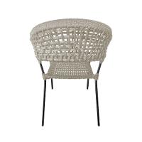 Kit 6 Cadeiras Sofia Corda Náutica Base Em Alumínio Preto-areia - Cor: Bege