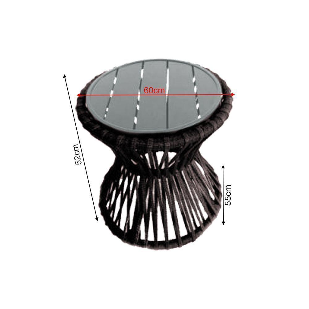 Mesa De Centro Sol Em Corda Náutica E Base Em Alumínio Cinza 50cm Marrom - Cor: Marrom - 2