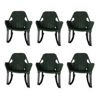 Kit 6 Cadeiras De Balanço Athenas Corda Náutica Base Em Alumínio Preto-verde Musgo - Cor: Verde - 1