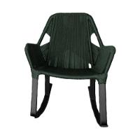 Kit 6 Cadeiras De Balanço Athenas Corda Náutica Base Em Alumínio Preto-verde Musgo - Cor: Verde - 3