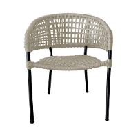 Kit 4 Cadeiras Sol Corda Náutica Base Em Alumínio Preto-areia - Cor: Bege - 2