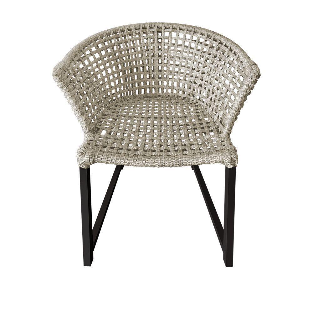 Kit 2 Cadeiras Salinas Corda Náutica Base Em Alumínio Preto-areia - Cor: Bege - 5