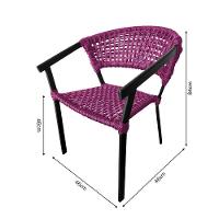 Kit 6 Cadeiras Sofia Corda Náutica Base Em Alumínio Preto-rosa - Cor: Rosa