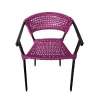 Kit 6 Cadeiras Sofia Corda Náutica Base Em Alumínio Preto-rosa - Cor: Rosa - 6