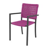 Kit 2 Cadeiras Marília Corda Náutica Base Em Alumínio Preto-rosa - Cor: Rosa - 2