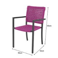 Kit 2 Cadeiras Marília Corda Náutica Base Em Alumínio Preto-rosa - Cor: Rosa - 3