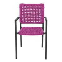 Kit 2 Cadeiras Marília Corda Náutica Base Em Alumínio Preto-rosa - Cor: Rosa - 6