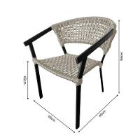 Kit 2 Cadeiras Sofia Corda Náutica Base Em Alumínio Preto-areia - Cor: Bege - 2