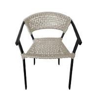 Kit 2 Cadeiras Sofia Corda Náutica Base Em Alumínio Preto-areia - Cor: Bege - 3