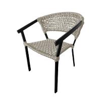 Kit 2 Cadeiras Sofia Corda Náutica Base Em Alumínio Preto-areia - Cor: Bege