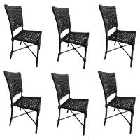Kit 6 Cadeiras Roma Corda Náutica Base Em Alumínio Preto-preto - Cor: Preto - 1