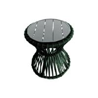 Mesa De Centro Sol Em Corda Náutica E Base Em Alumínio Cinza 70cm Verde Musgo - Cor: Verde - 1