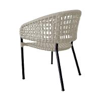 Kit 2 Cadeiras Sol Corda Náutica Base Em Alumínio Preto-areia - Cor: Bege - 3