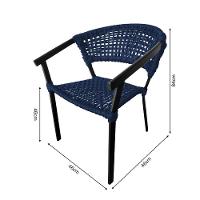 Kit 2 Cadeiras Sofia Corda Náutica Base Em Alumínio Preto-azul Marinho - Cor: Azul - 2