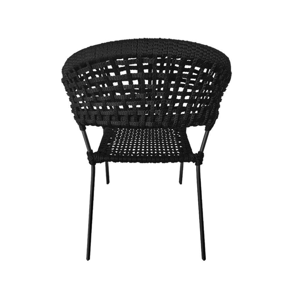 Kit 2 Cadeiras Sofia Corda Náutica Base Em Alumínio Preto-preto - Cor: Preto - 3