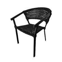 Kit 2 Cadeiras Sofia Corda Náutica Base Em Alumínio Preto-preto - Cor: Preto