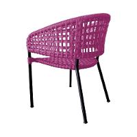 Kit 2 Cadeiras Sol Corda Náutica Base Em Alumínio Preto-rosa - Cor: Rosa - 3