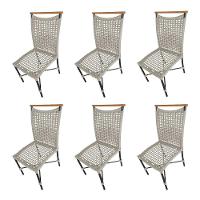 Kit 6 Cadeiras Anne Corda Náutica Detalhe Em Madeira Base Alumínio Preto-areia - Cor: Bege - 1