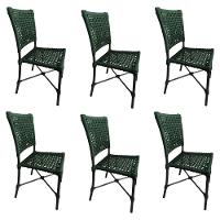 Kit 6 Cadeiras Roma Corda Náutica Base Em Alumínio Preto-verde Musgo - Cor: Verde - 1