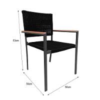 Kit 6 Cadeiras Piracicaba Corda Náutica Braço Com Detalhe Em Madeira Base Alumínio Preto-preto Preto - 3