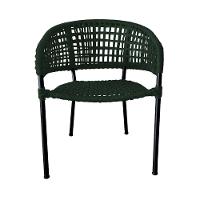 Kit 6 Cadeiras Sol Corda Náutica Base Em Alumínio Preto-verde Musgo - Cor: Verde - 3