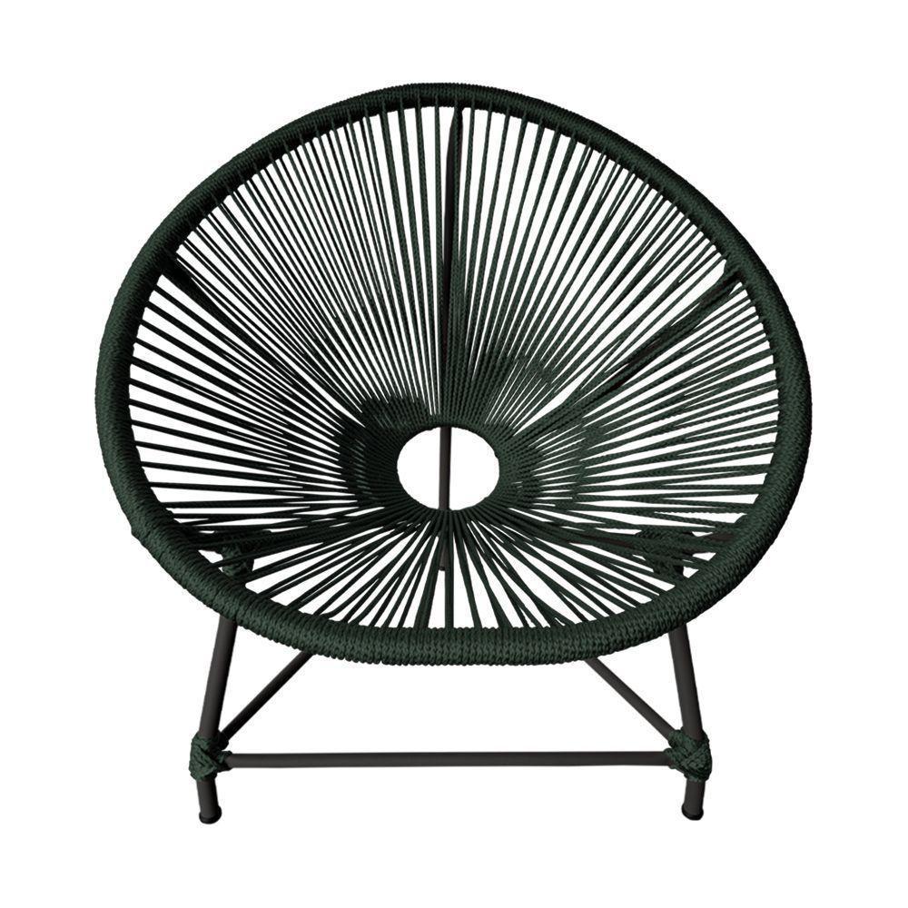 Kit 2 Cadeiras Acapulco Corda Náutica Base Em Alumínio Preto-verde Musgo - Cor: Verde - 5