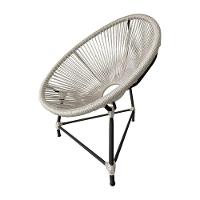 Kit 6 Cadeiras Acapulco Corda Náutica Base Em Alumínio Preto-areia - Cor: Bege