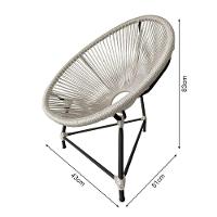 Kit 6 Cadeiras Acapulco Corda Náutica Base Em Alumínio Preto-areia - Cor: Bege - 5