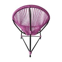 Kit 6 Cadeiras Acapulco Corda Náutica Base Em Alumínio Preto-rosa - Cor: Rosa - 2