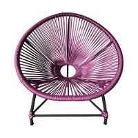 Kit 6 Cadeiras Acapulco Corda Náutica Base Em Alumínio Preto-rosa - Cor: Rosa - 3