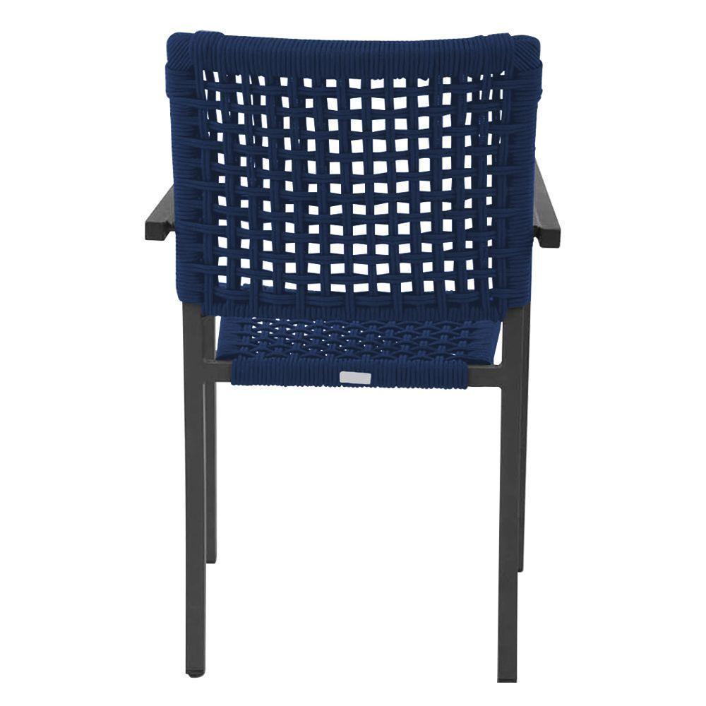 Kit 2 Cadeiras Marília Corda Náutica Base Em Alumínio Preto-azul Marinho - Cor: Azul - 3