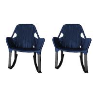 Kit 2 Cadeiras De Balanço Athenas Corda Náutica Base Em Alumínio Preto-azul Marinho - Cor: Azul - 1