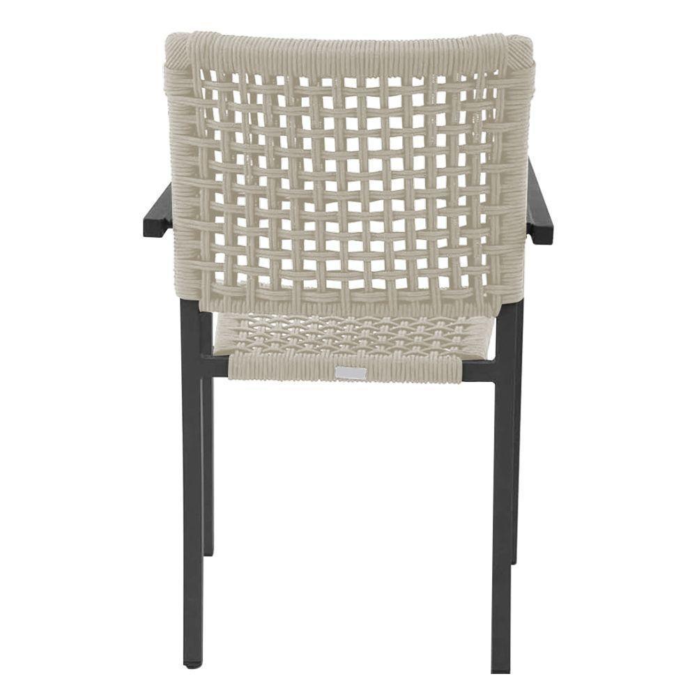 Kit 2 Cadeiras Marília Corda Náutica Base Em Alumínio Preto-areia - Cor: Bege - 5