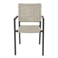 Kit 2 Cadeiras Marília Corda Náutica Base Em Alumínio Preto-areia - Cor: Bege - 3