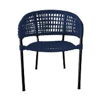 Kit 6 Cadeiras Sol Corda Náutica Base Em Alumínio Preto-azul Marinho - Cor: Azul - 5