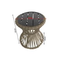 Mesa De Centro Sol Em Corda Náutica E Base Em Alumínio Preta 50cm Rami - Cor: Bege - 2