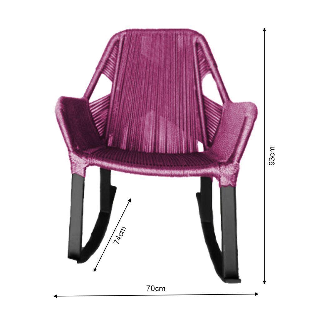 Kit 6 Cadeiras De Balanço Athenas Corda Náutica Base Em Alumínio Preto-rosa - Cor: Rosa - 3