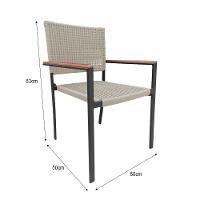 Kit 2 Cadeiras Piracicaba Corda Náutica Braço Com Detalhe Em Madeira Base Alumínio Preto-areia Bege - 2