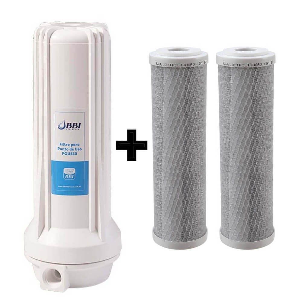 Filtro Agua 9 3/4 Pou Carvão Ativado Bbi 230 + 2 Refil E230 - 1