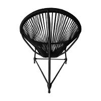 Kit 6 Cadeiras Acapulco Corda Náutica Base Em Alumínio Preto-preto - Cor: Preto - 5