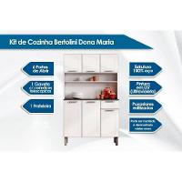 Kit de Cozinha Compacta Dona Maria c/ 6 Portas e 1 Gaveta 105cm Branco - Bertolini